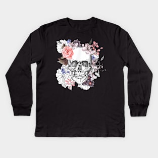 Flower Skull Kids Long Sleeve T-Shirt